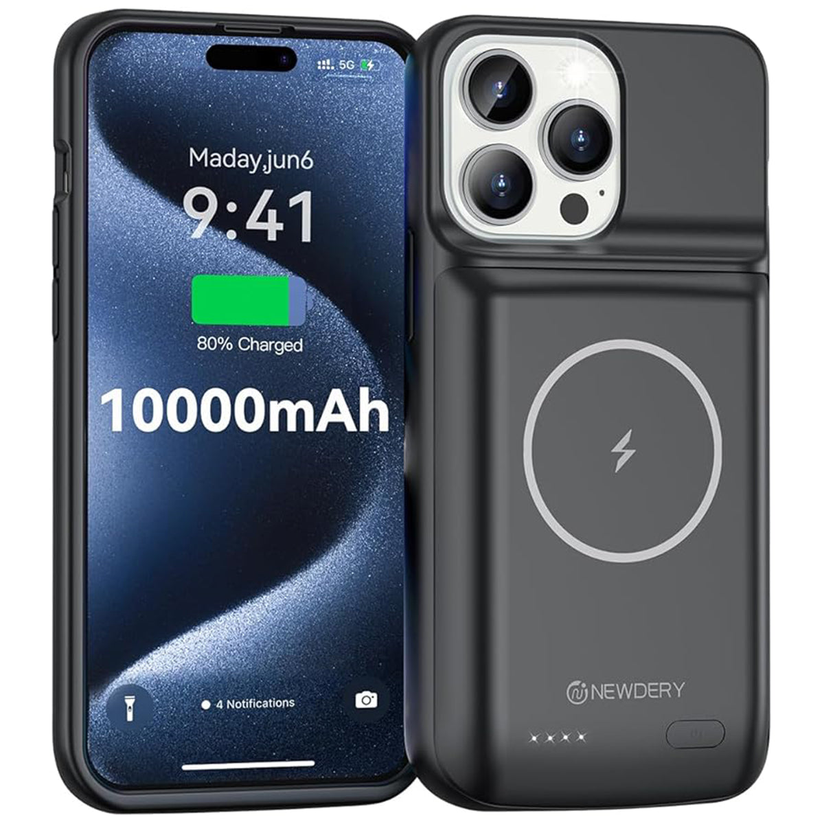 Wireless Battery Case for iPhone 15 Pro/iPhone 15 10000mAh Magnetic Qi