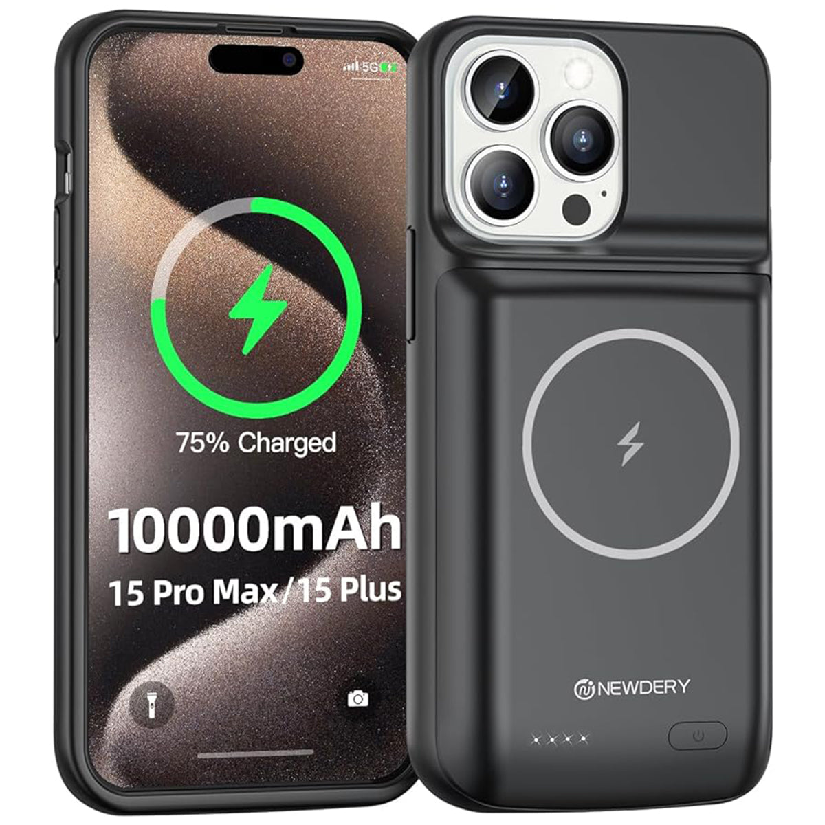 NEWDERY Battery Case for iPhone 15 Pro Max/iPhone 15 Plus 10000mAh, U