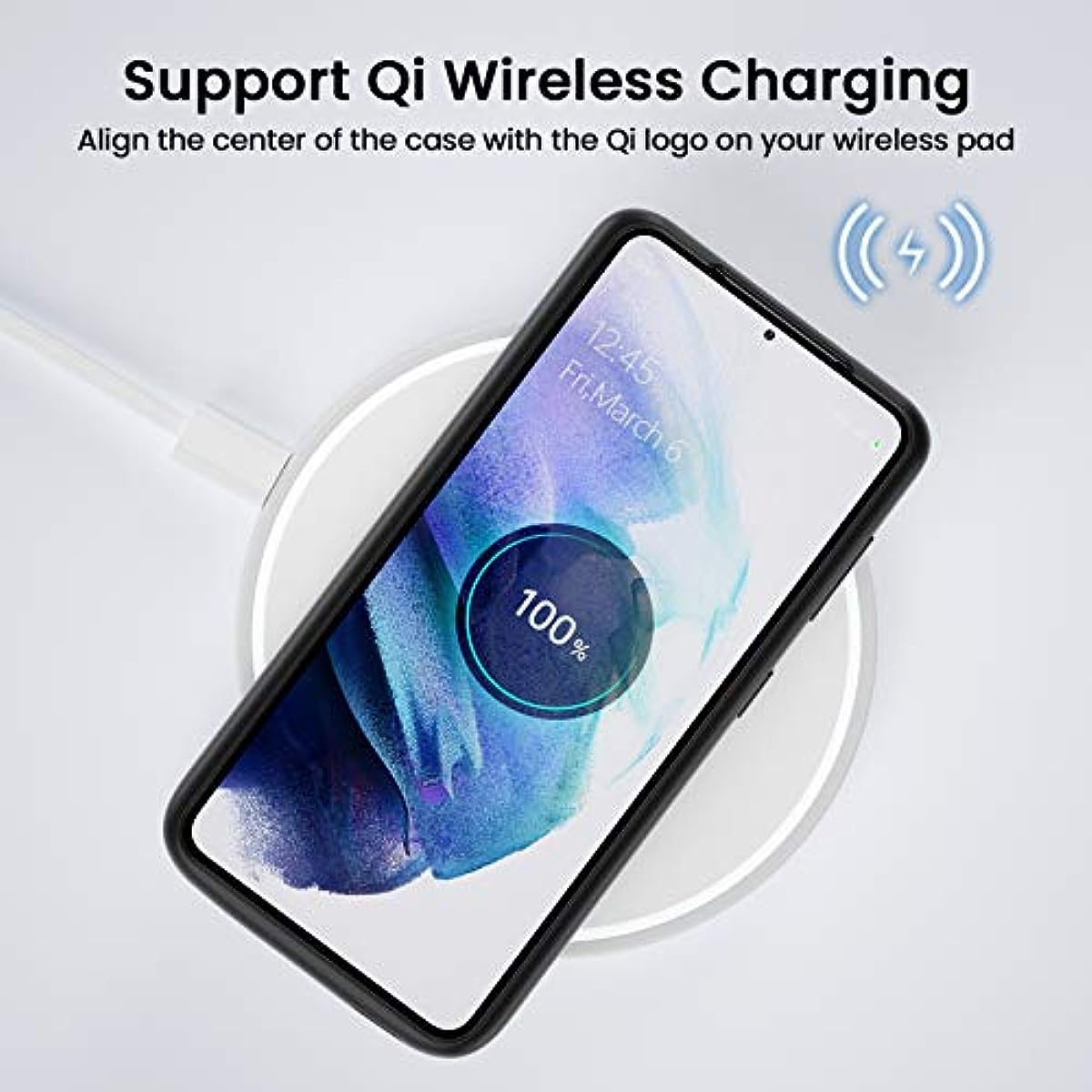 Battery Case Qi Wireless Charging Compatible 4800mAh for Samsung Regular S21 5G (6.2inch)
