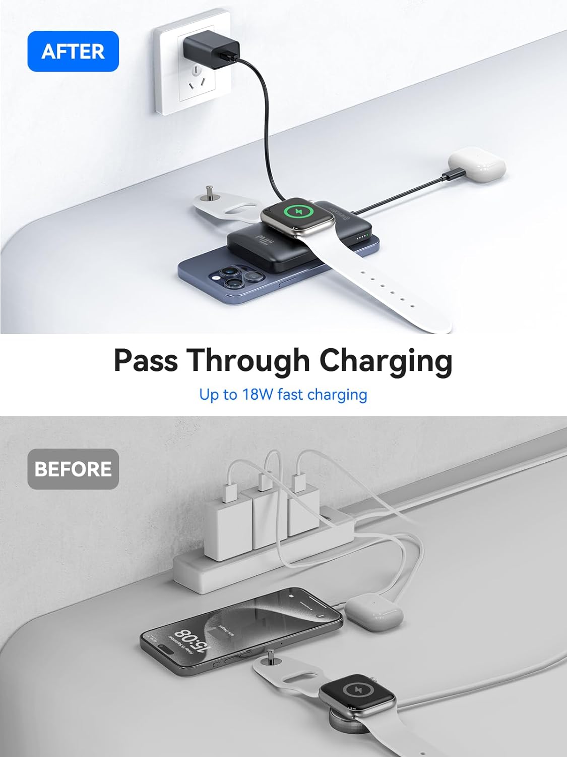 NEWDERY for Apple Watch Charger, 10000mAh Magnetic Wireless Power Bank Fast Charging Portable Charger USB C, Rechargeable Travel Battery Pack for iPhone 15/14/13/12 Series, iWatch Ultra/9/8/7/6/5/4/3