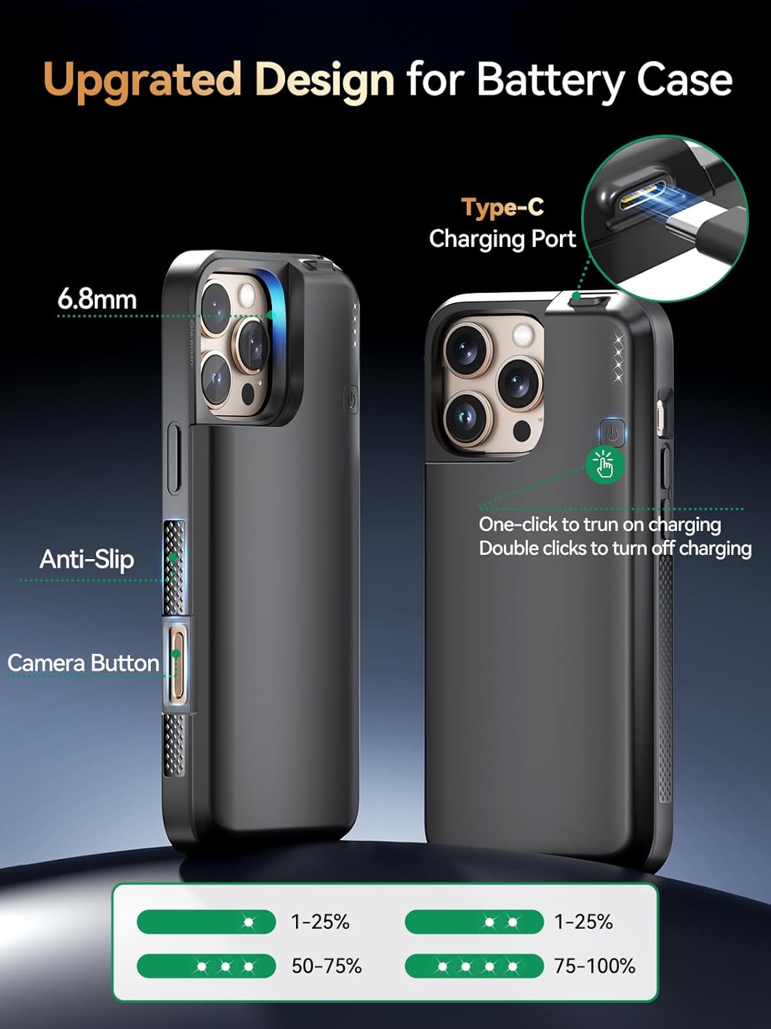 Battery Case for iPhone 16 Pro 5000mAh, Charging Case for iPhone 16 Pro 6.3"