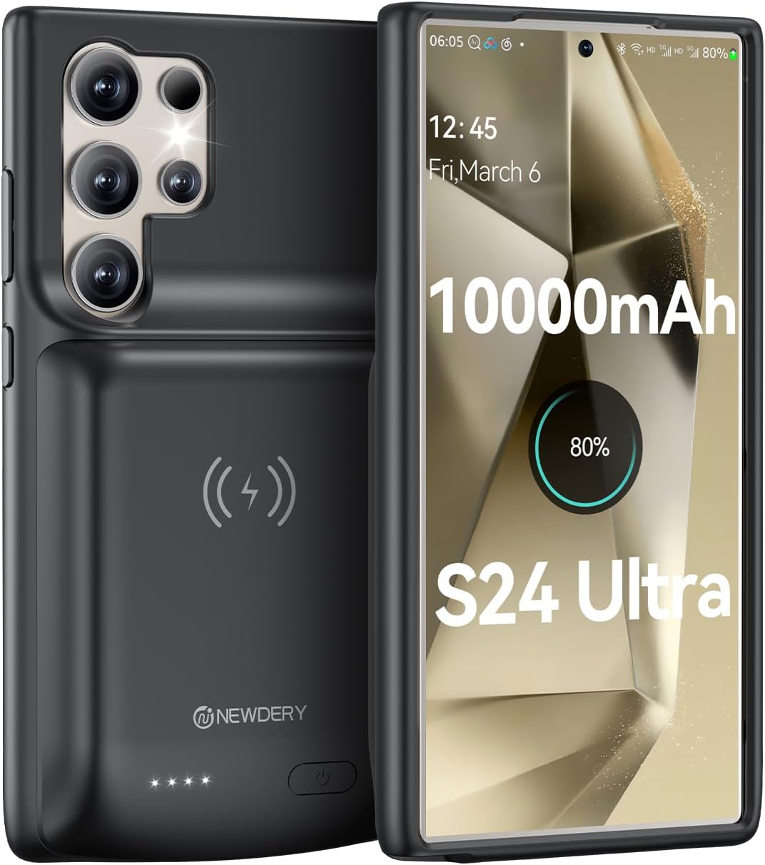 Wireless Battery Case for Samsung Galaxy S24 Ultra 5G 6.8“ 10000mAh Qi (6.8“)
