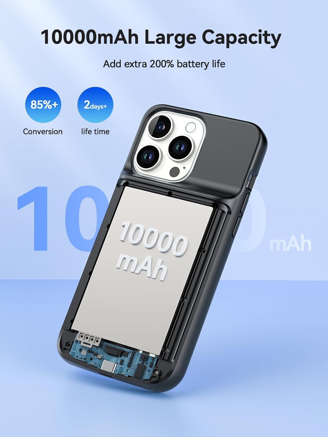 Wireless Battery Case for iPhone 15 Pro Max/iPhone 15 Plus 10000mAh Magnetic Qi