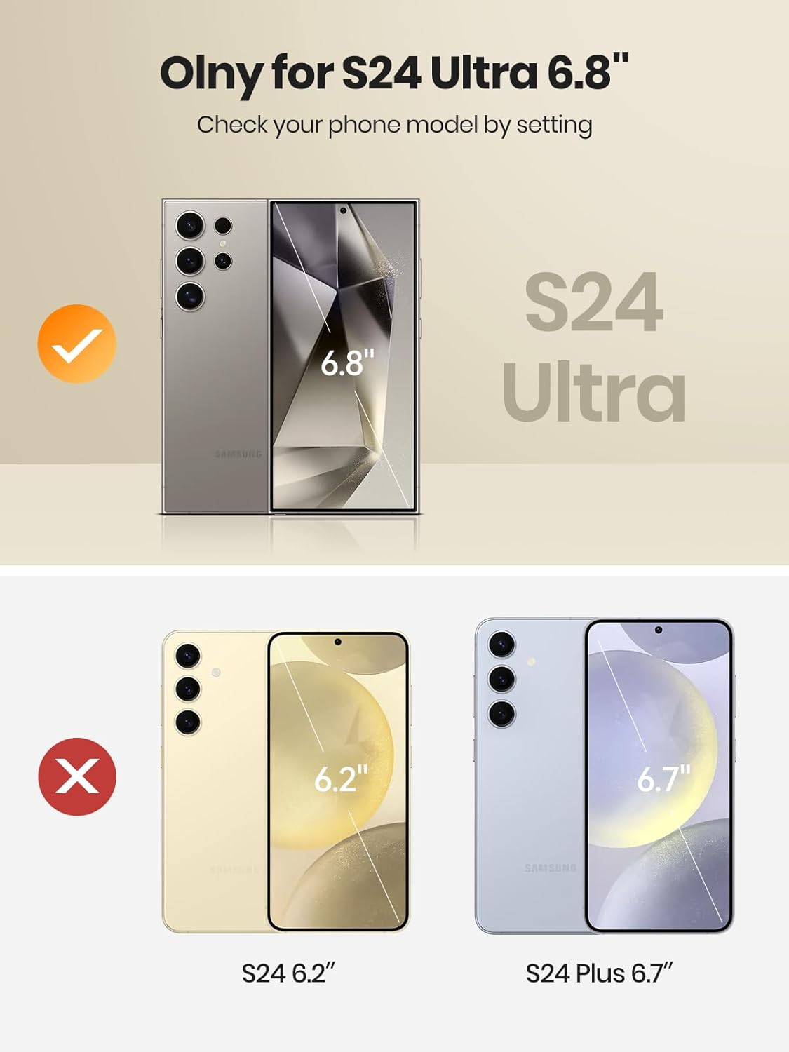 Wireless Battery Case for Samsung Galaxy S24 Ultra 5G 6.8“ 10000mAh Qi (6.8“)