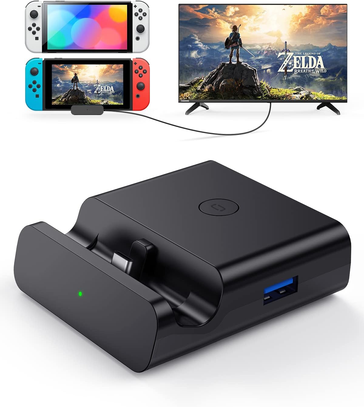 NEWDERY Switch TV Dock for Nintendo, Switch Docking Station for TV, USB C to 4K HDMI Multiport Hub Adapter, Portable PD Charger Dock for Nintendo Switch & OLED, Perfect Nintendo Switch Accessories