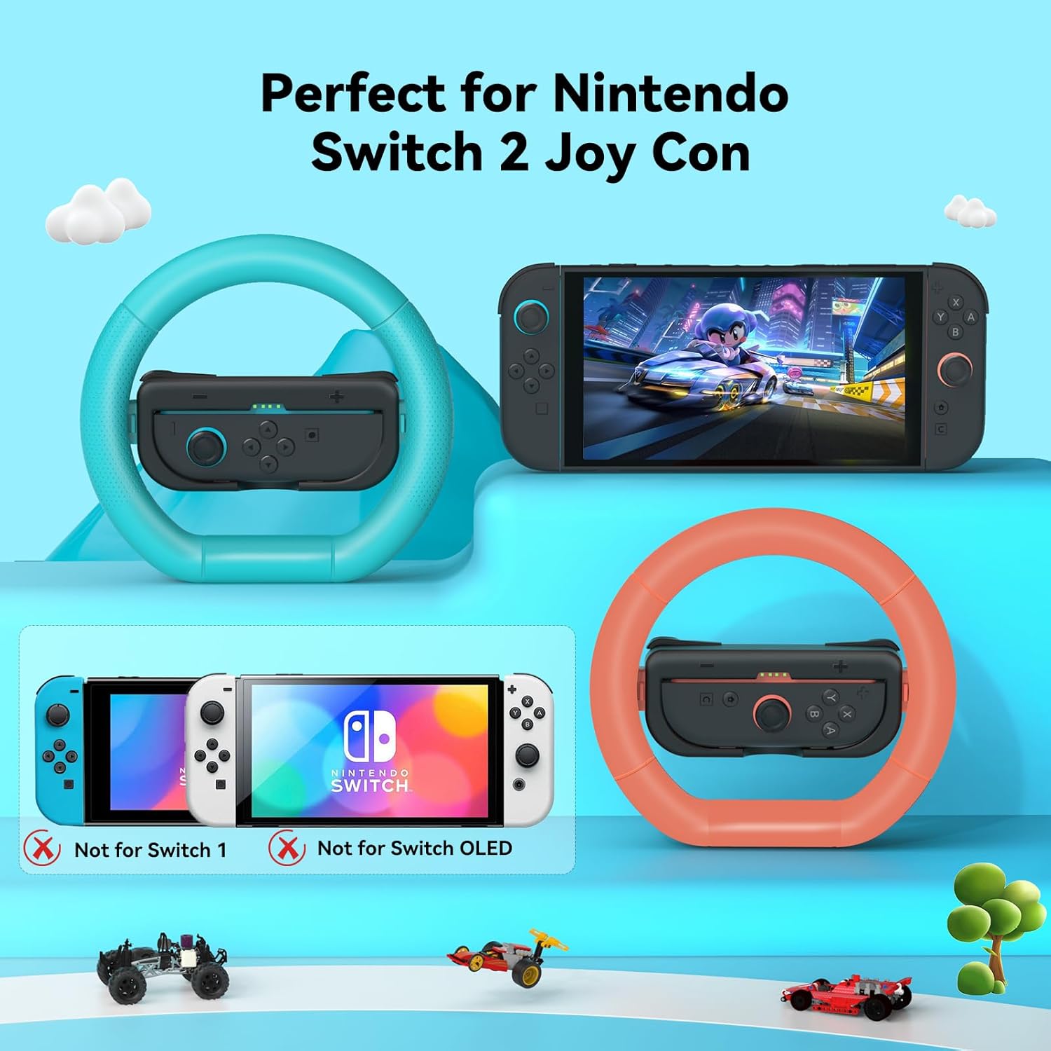 2 Pack Steering Wheels for Nintendo Switch 2 Joy Con(2025)