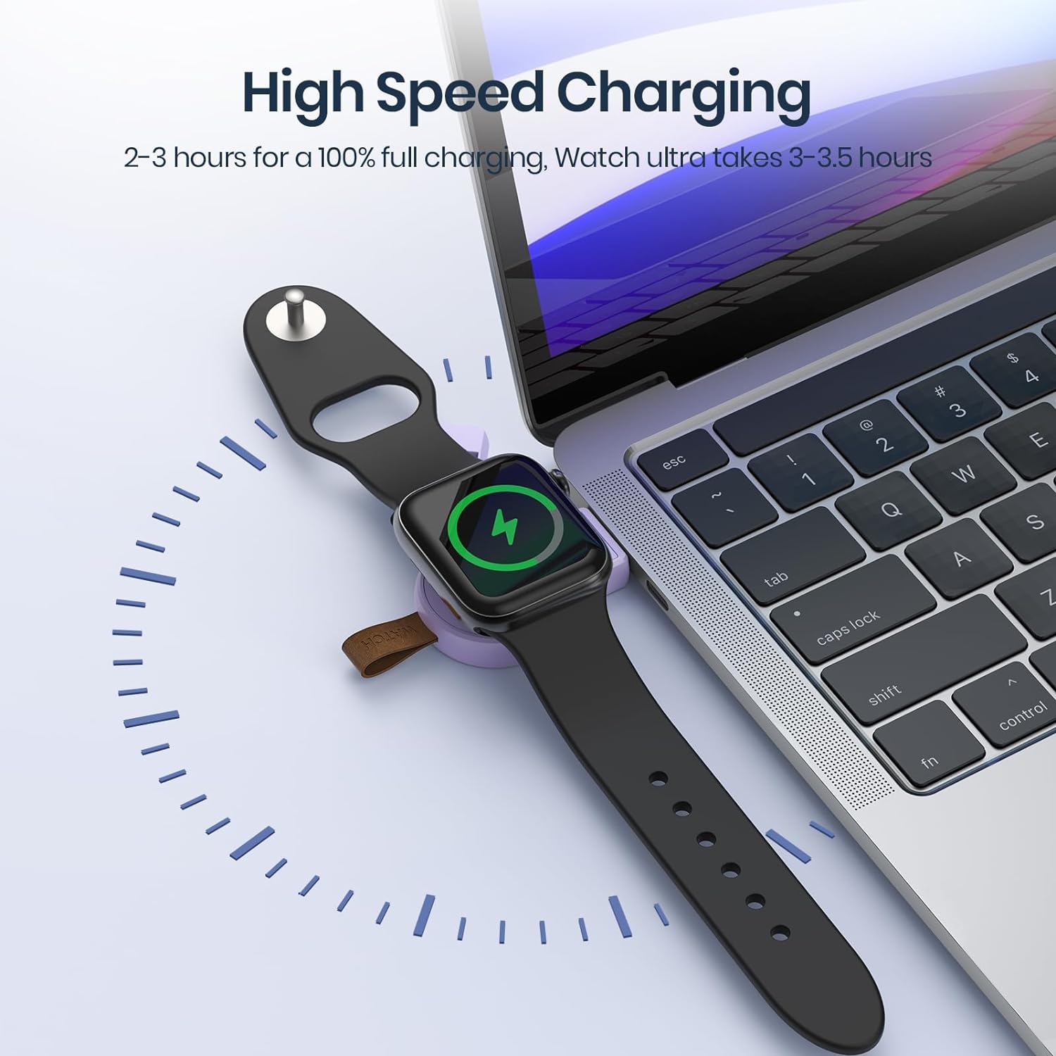 USB Magnetic Wireless Charger with Light for Apple Watch Ultra 2 Series 9 8 7 6 5 4 3 2 1 SE