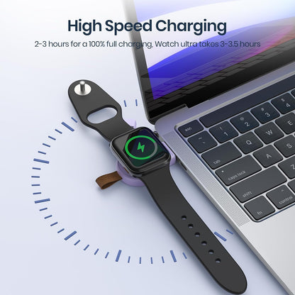 USB Magnetic Wireless Charger with Light for Apple Watch Ultra 2 Series 9 8 7 6 5 4 3 2 1 SE