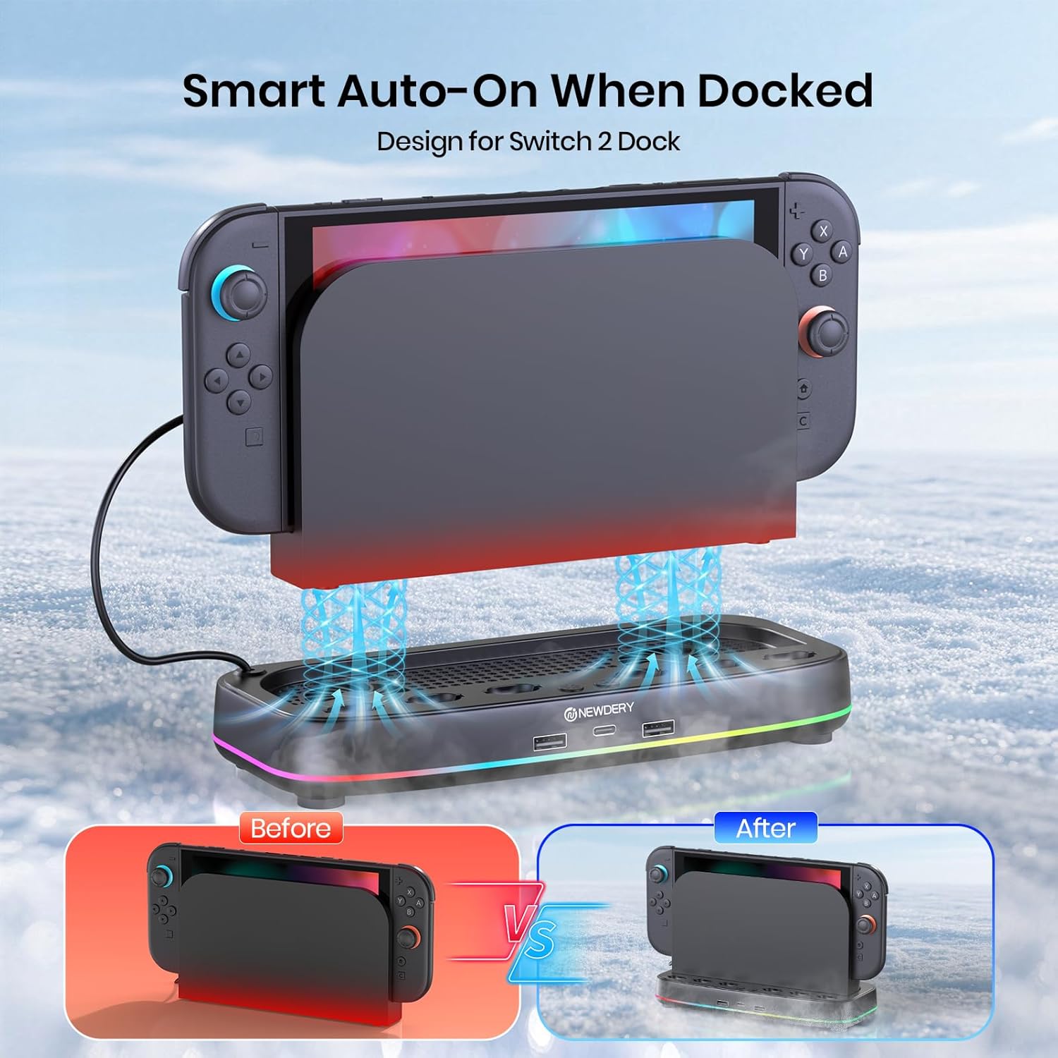 NEWDERY Cooling Fan for Nintendo Switch 2 Dock with Dual Fans