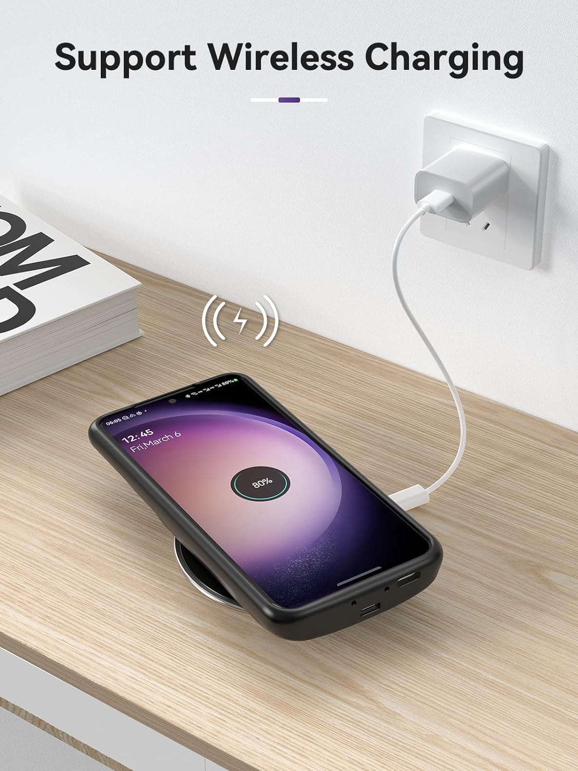 Qi Wireless Charging Battery Case 10000mAh for Samsung Galaxy S23+ 5G 6.6"(2023 Release)