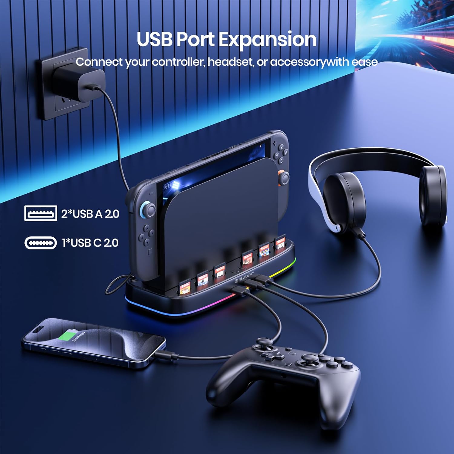 NEWDERY Cooling Fan for Nintendo Switch 2 Dock with Dual Fans