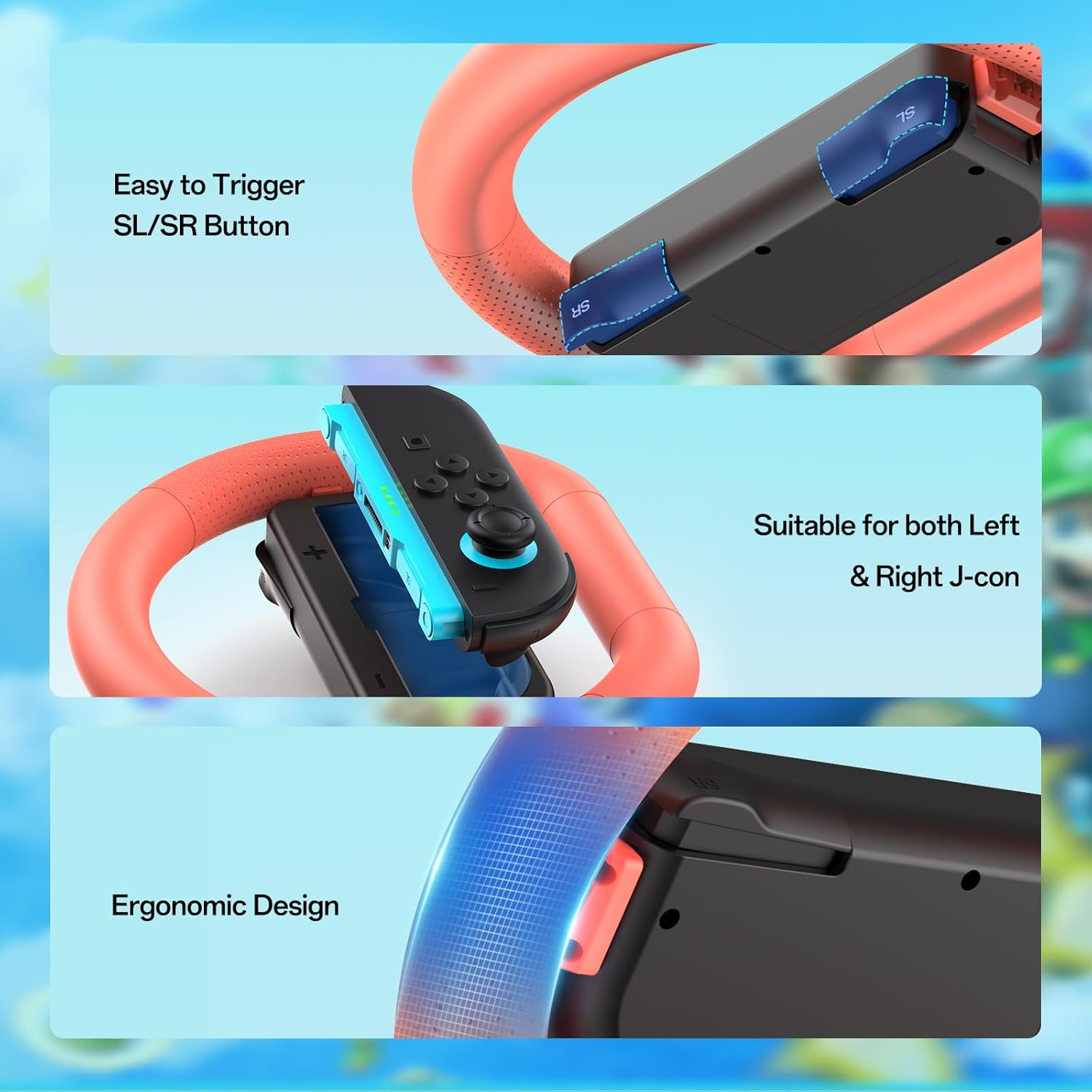 2 Pack Steering Wheels for Nintendo Switch 2 Joy Con(2025)