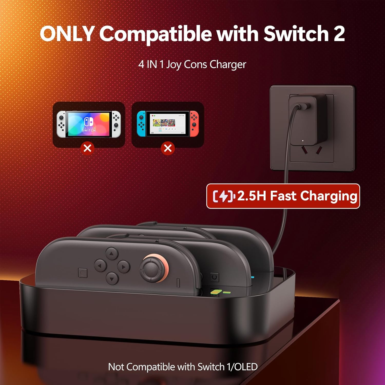 4 in 1 Controller Charging Dock for Nintendo Switch 2 Joy Con