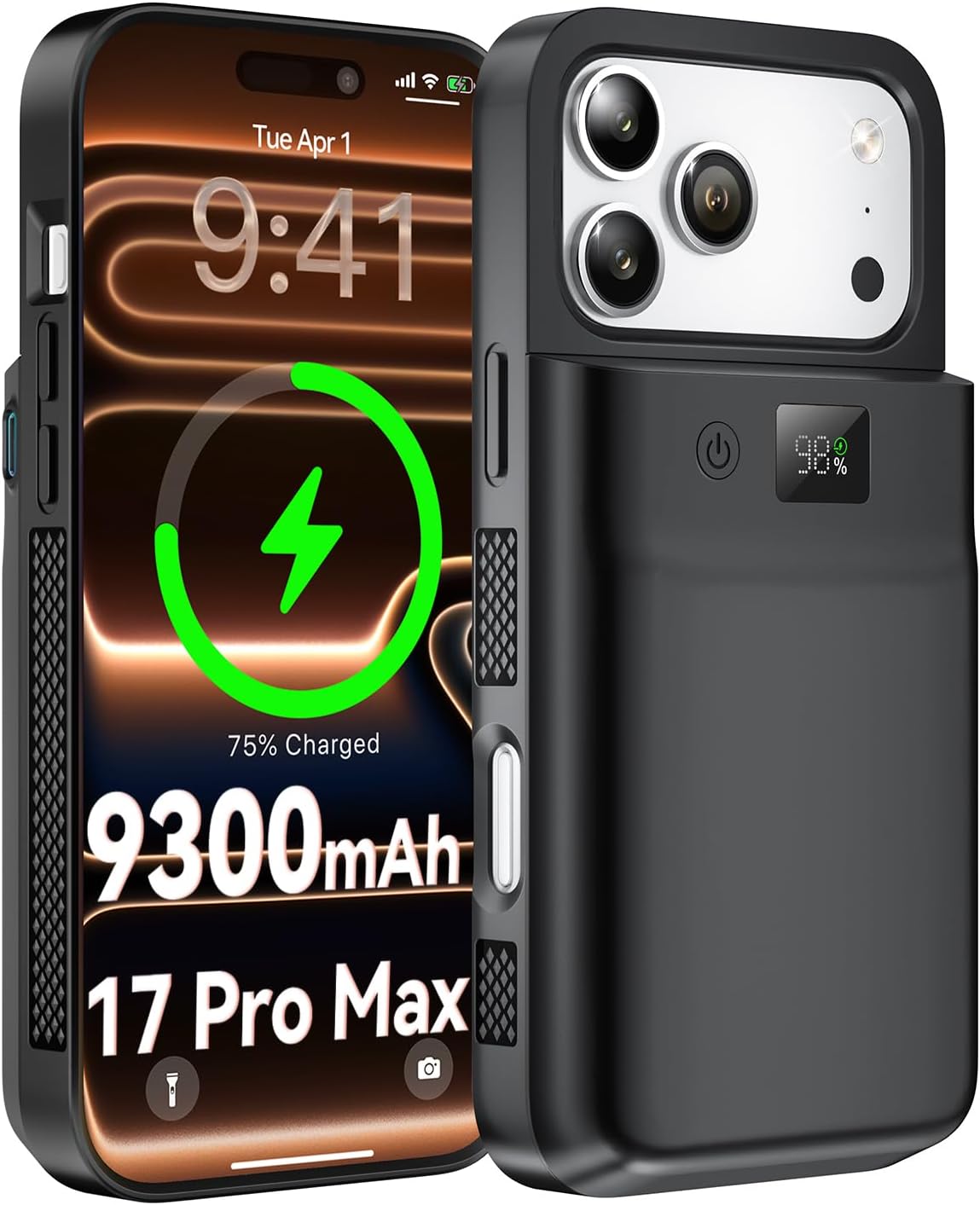 9300mAh Battery Case for iPhone 17 Pro Max with 20W PD Fast Charging & Wireless Charge