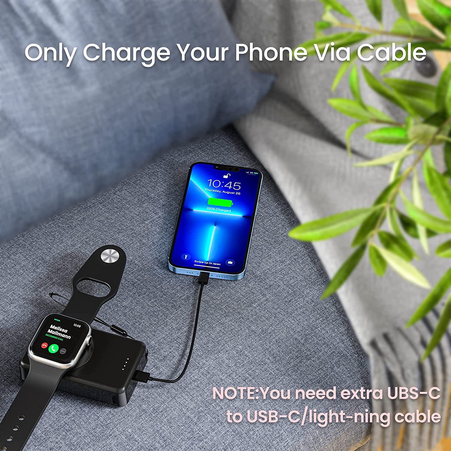 4000mAh Power Bank Battery For Apple Watch Magnetic Wireless Charging Station