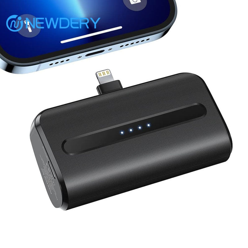NEWDERY Power Bank For iPhone 14/13/12/11/XR/XS/X/SE/8/7/6 Mini Pro Max Plus Airpods Portable External Battery 6600mAh