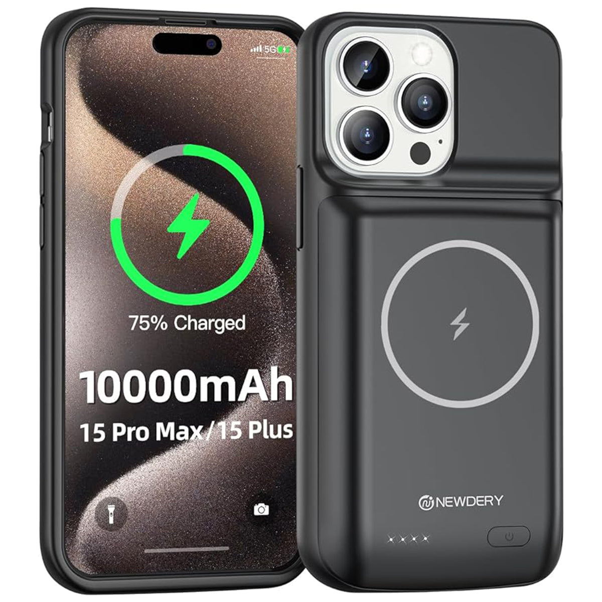 Wireless Battery Case for iPhone 15 Pro Max/iPhone 15 Plus 10000mAh Magnetic Qi