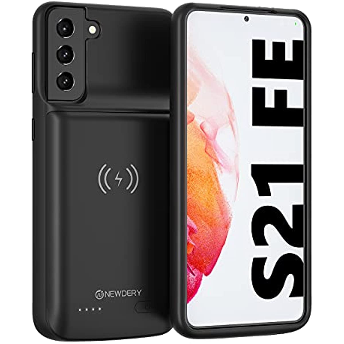 Qi Wireless Charging Portable Extended Power Battery Case for Samsung Galaxy S21 FE 5G 8000mAh (6.4")