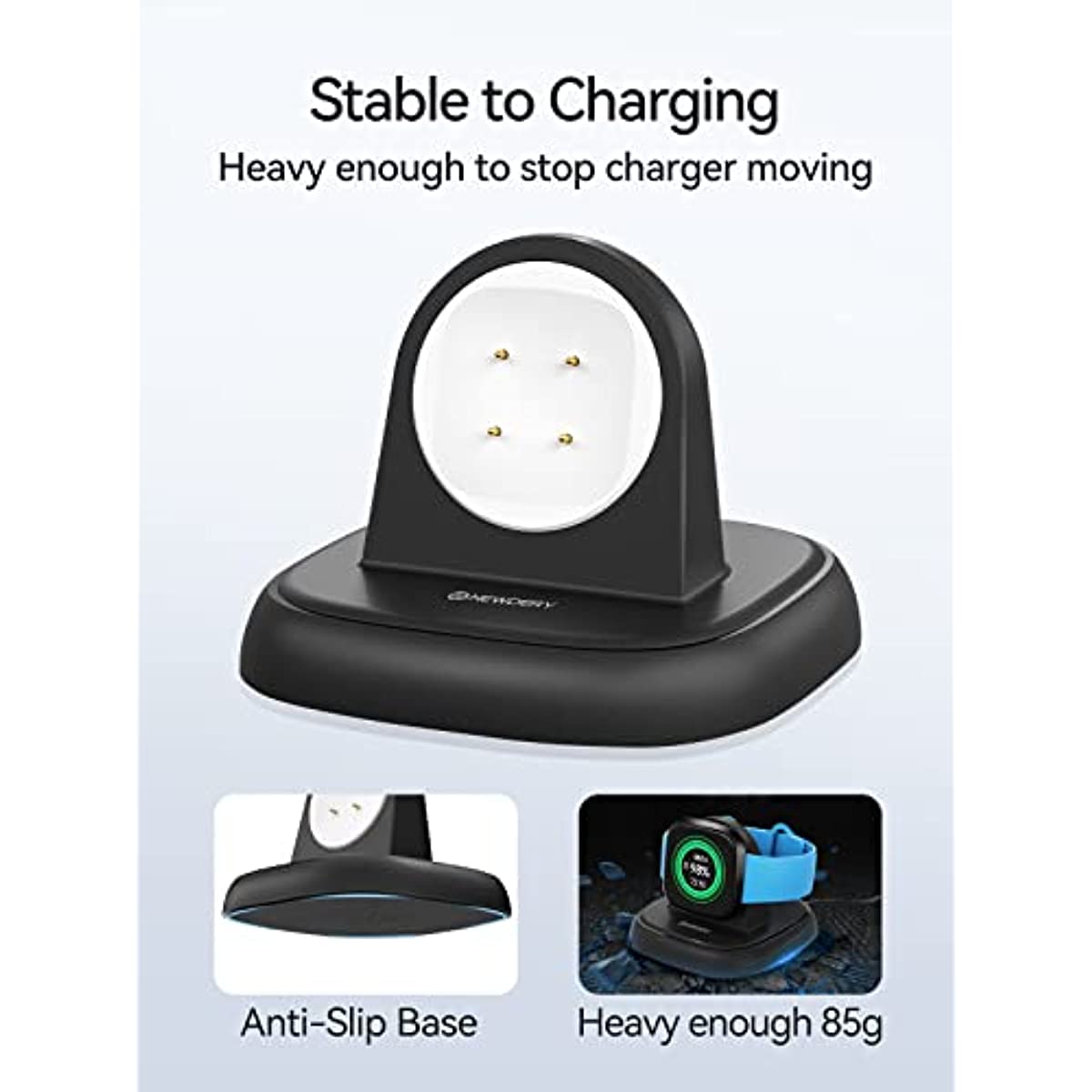NEWDERY Charger Dock for Fitbit Sense 2/Sense/Versa 4/Versa 3, Magnetic Watch Charger Stand with Charging Cable, Charger Replacement Accessories for Fitbit Sense 2/Sense/Versa 4/Versa 3, Black