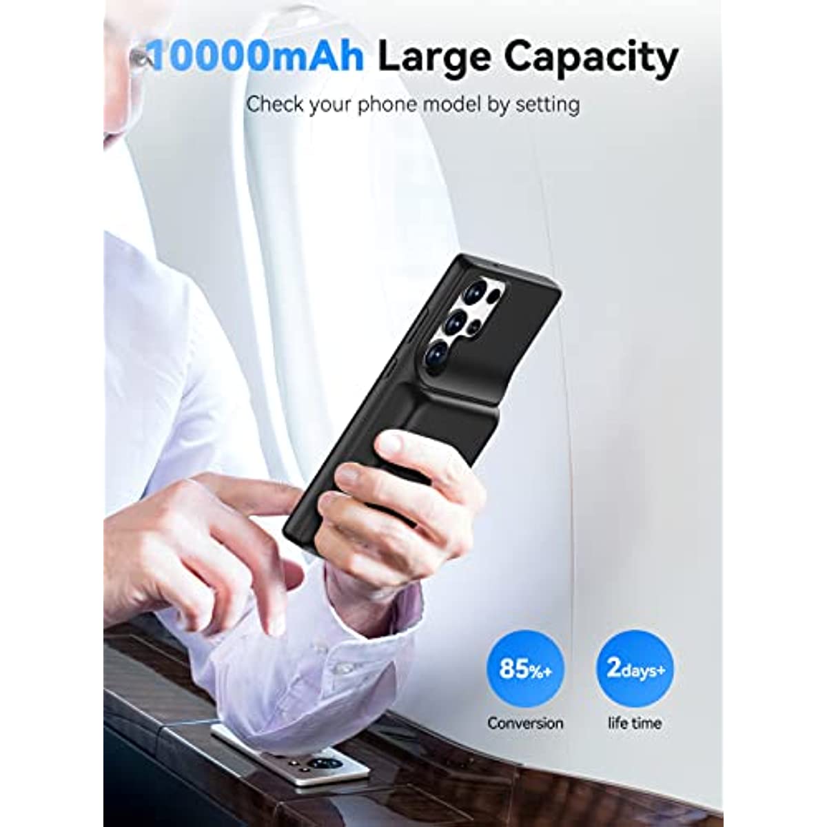 Qi Wireless Charging Battery Case 10000mAh for Samsung Galaxy S23 Ultra 5G 6.8"(2023 Release)