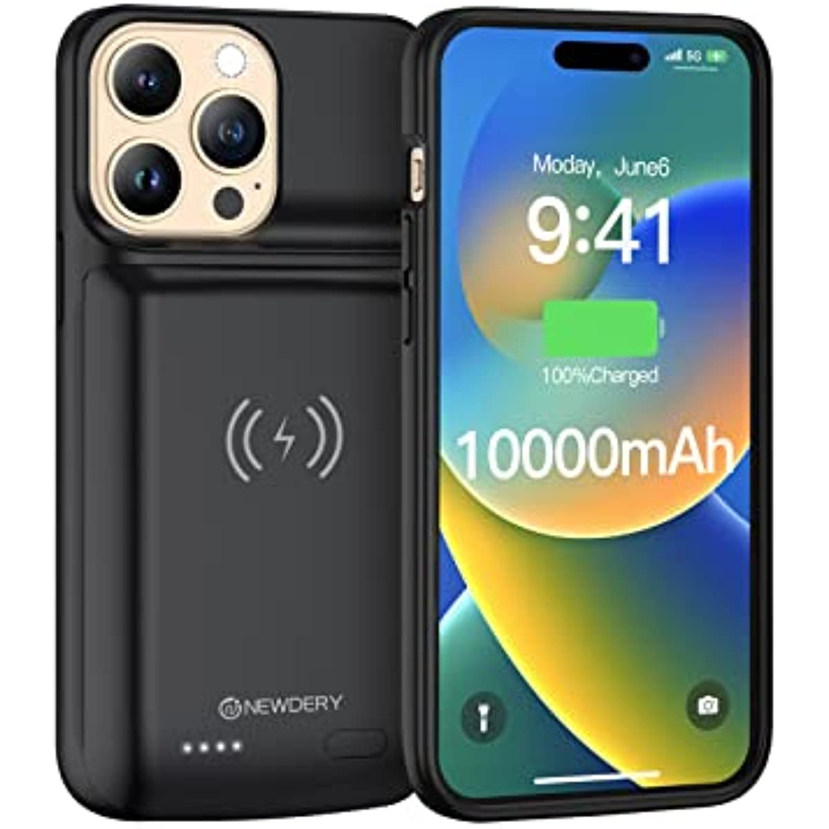 NEWDERY Battery Case for iPhone 14 Pro/14/13/13 Pro 10000mAh, Wireles