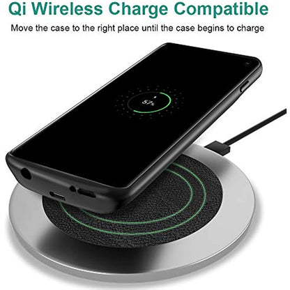 NEWDERY Upgraded Samsung Galaxy S10 Battery Case Qi Wireless Charging Compatible, 4700mAh Slim Rechargeable Extended External Charger Case Compatible Samsung Galaxy S10 (2019)-(6.1 Inches Black)