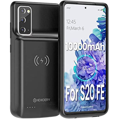 NEWDERY Samsung Galaxy S20 FE Battery Case 10000mAh, Qi Wireless & Fast Charging & Andriod Auto Supported, Portable Extended Charger Case Compatible with Galaxy S20 FE(6.5")