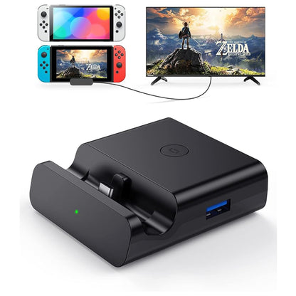 NEWDERY Switch TV Dock for Nintendo, Switch Docking Station for TV, USB C to 4K HDMI Multiport Hub Adapter, Portable PD Charger Dock for Nintendo Switch & OLED, Perfect Nintendo Switch Accessories