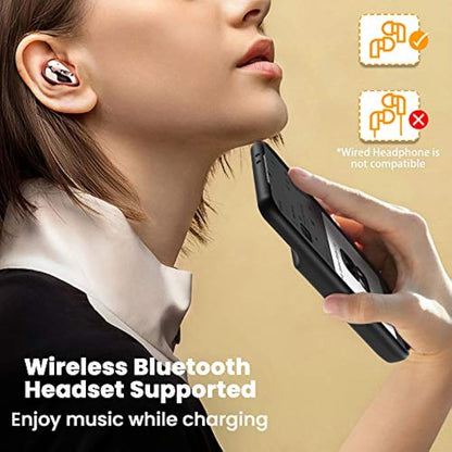 NEWDERY Galaxy S21 Ultra 5G Battery Case, Qi Wireless Charging case with 4700mAh Backup Battery Pack, Portable Rechargeable Smart Battery Charger Case Compatible with Samsung S21 Ultra(6.8”) Black