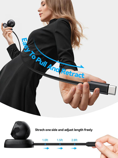 NEWDERY Retractable Wireless Charger Stand for Galaxy Watch 7,USB C Charging Cable with USB A Adapter,Magnetic Charging Station for Samsung Watch 6 Classic 5 Pro 4 3 Active 2 1