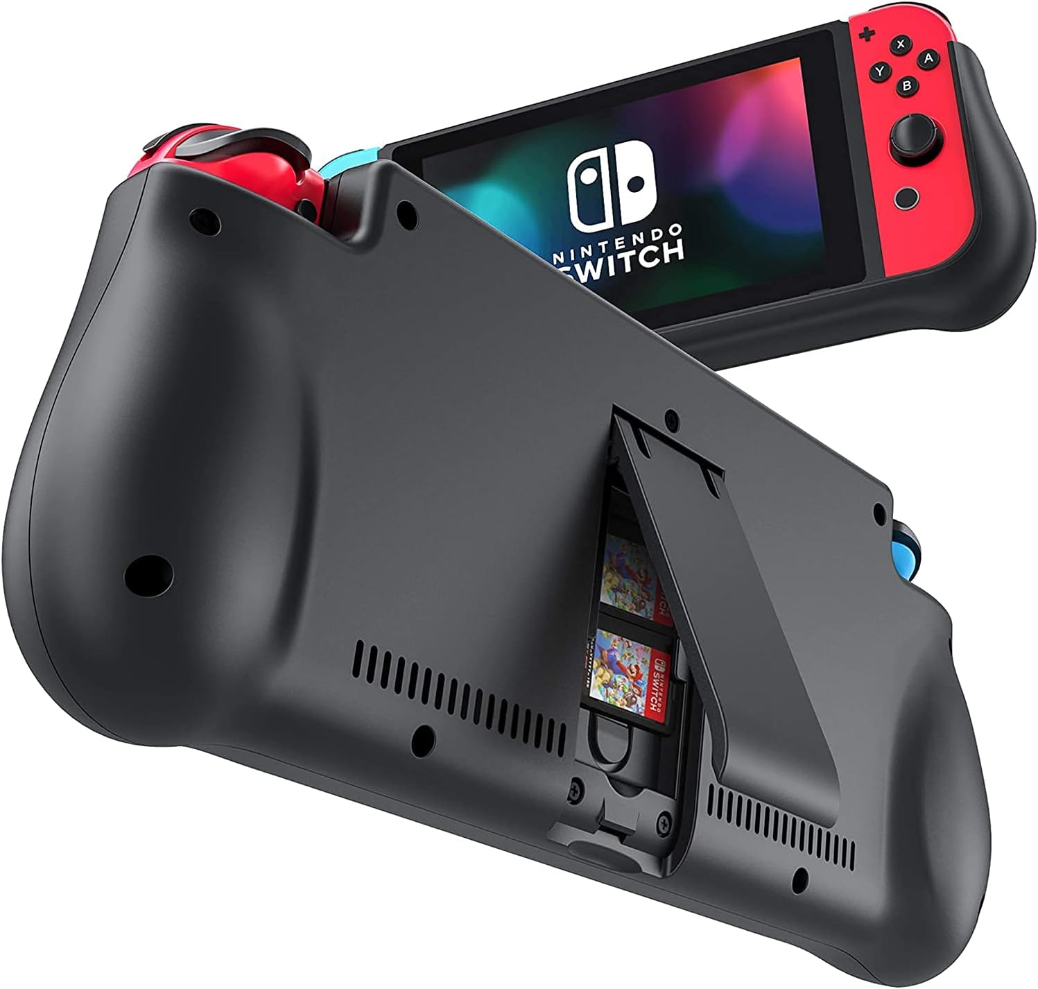 NEWDERY External Battery Station for Nintendo Switch (6.2" LCD Model), 10000mAh Backup Charger Case Support PD Quick Charging with 2 Extra Game Card Slots Adjustable Kickstand for Nintendo Switch