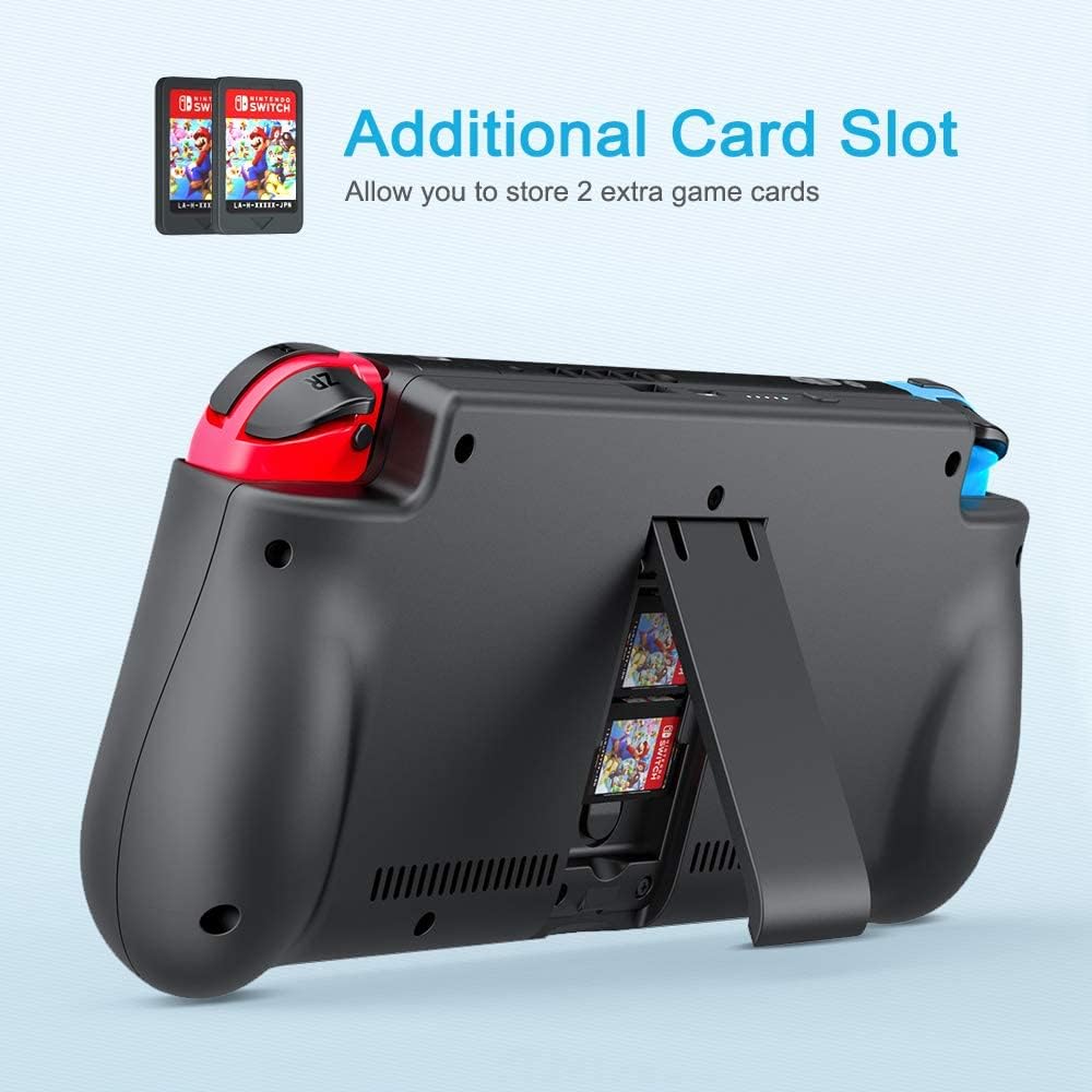 NEWDERY External Battery Station for Nintendo Switch (6.2" LCD Model), 10000mAh Backup Charger Case Support PD Quick Charging with 2 Extra Game Card Slots Adjustable Kickstand for Nintendo Switch