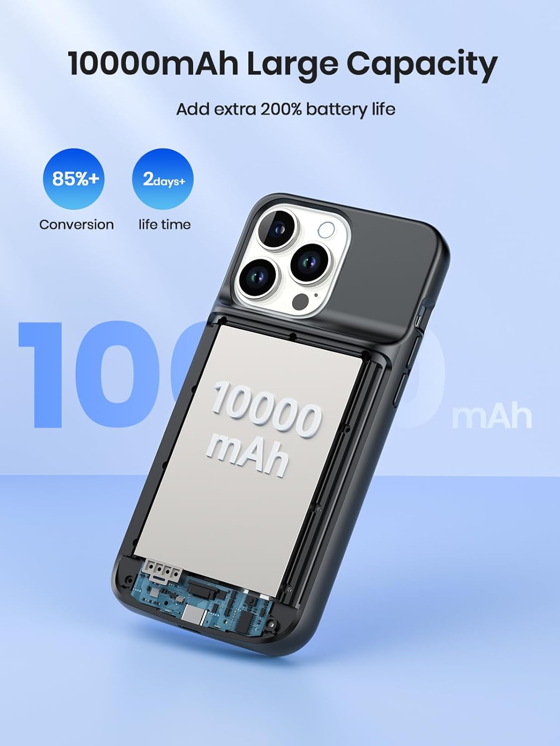 Wireless Battery Case for iPhone 15 Pro/iPhone 15 10000mAh Magnetic Qi