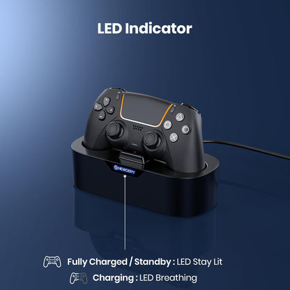 NEWDERY PS5 Controller Charger Station, Fast Charging Dock for PlayStation 5 Controllers, Single Controller Charging Stand Replacement for PS5 Controller & DualSense Edge Controller - Black