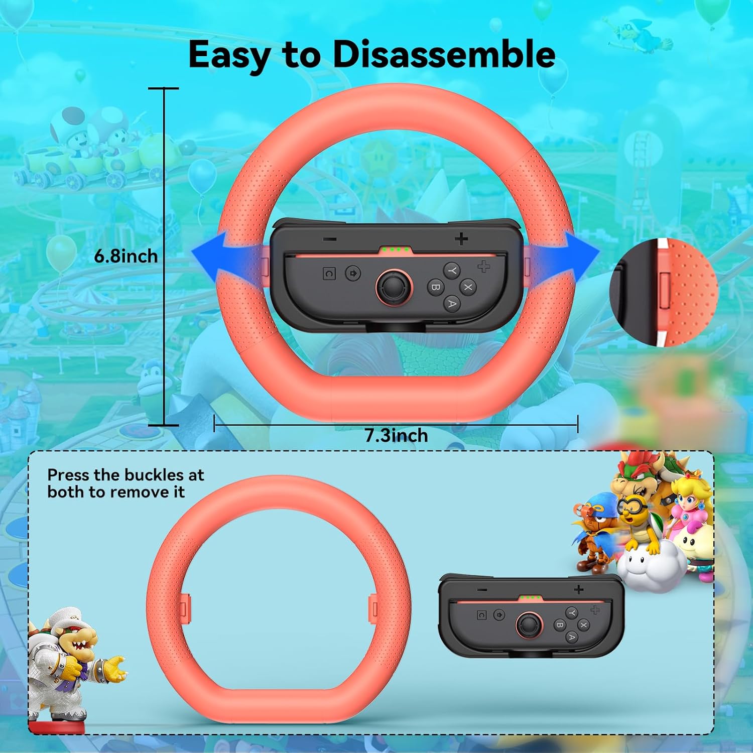 2 Pack Steering Wheels for Nintendo Switch 2 Joy Con(2025)
