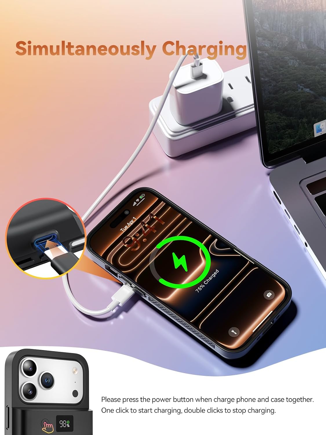 9300mAh Battery Case for iPhone 17 Pro Max with 20W PD Fast Charging & Wireless Charge