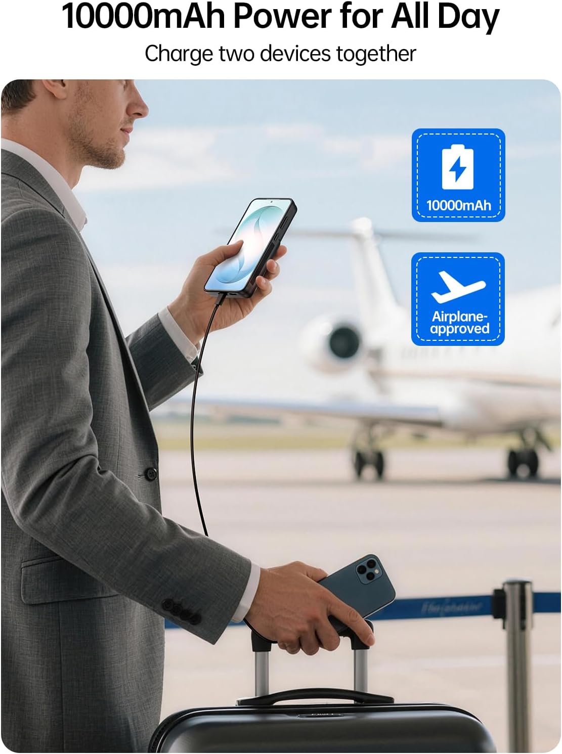 NEWDERY 10000mAh Battery Case for Samsung Galaxy S25 FE – Fast Charging, Wireless Charging, Digital Display & Full Protection