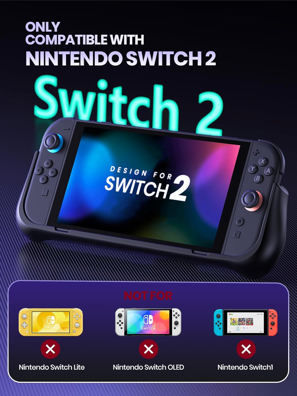 NEWDERY 10000mAh Battery Case for Nintendo Switch 2 – Fast Charging, LED Display, 2 Game Card Slots & Kickstand