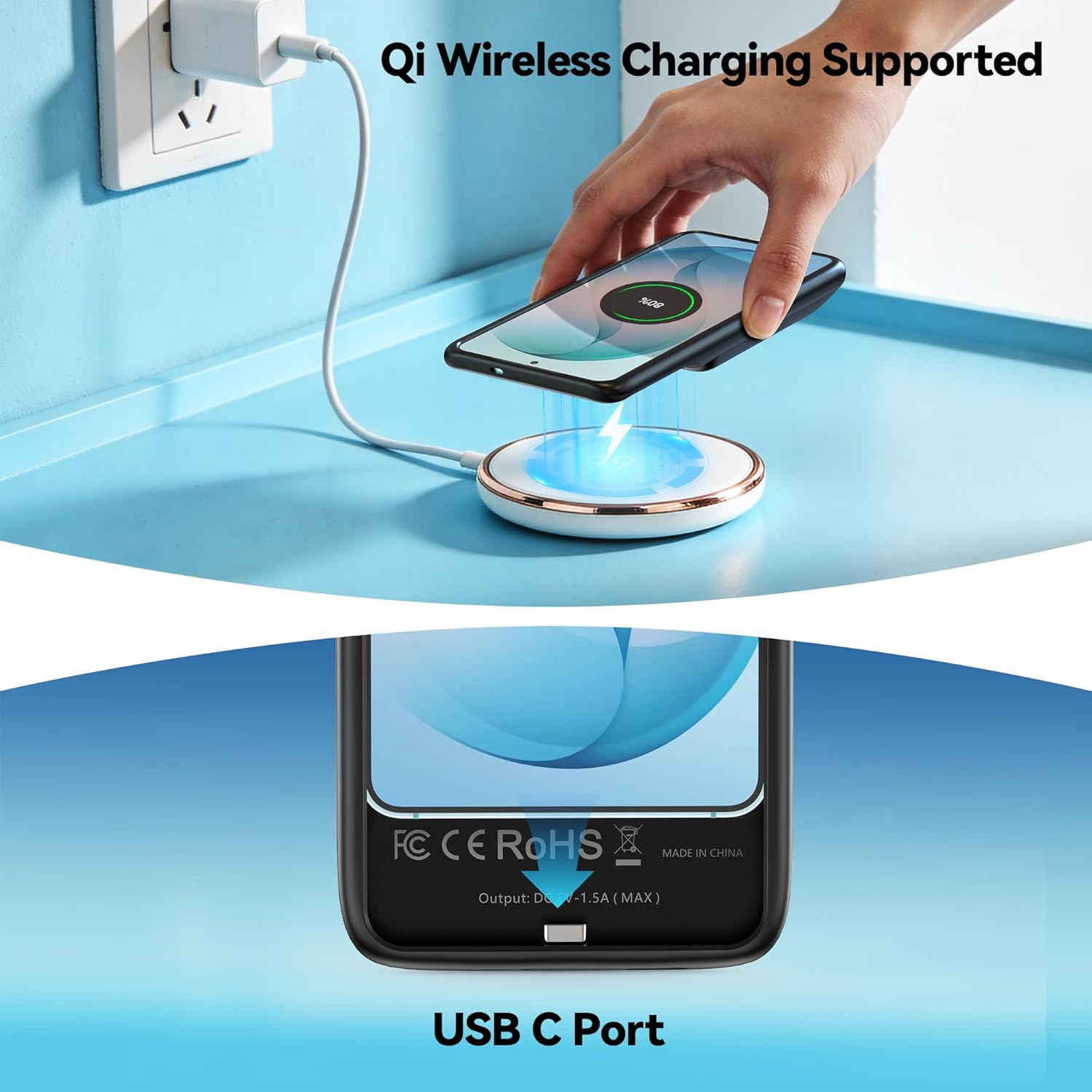 NEWDERY Battery Case for Samsung Galaxy S26 / S26 Plus / S26 Ultra – 9500mAh, Wireless Charging, LED Display & Full Protection