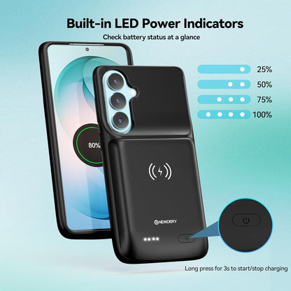 NEWDERY Battery Case for Samsung Galaxy S26 / S26 Plus / S26 Ultra – 9500mAh, Wireless Charging, LED Display & Full Protection