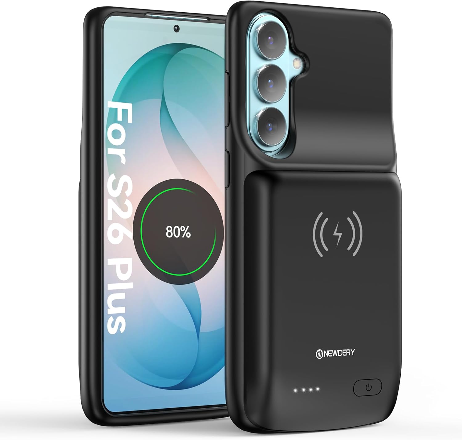 NEWDERY Battery Case for Samsung Galaxy S26 / S26 Plus / S26 Ultra – 9500mAh, Wireless Charging, LED Display & Full Protection