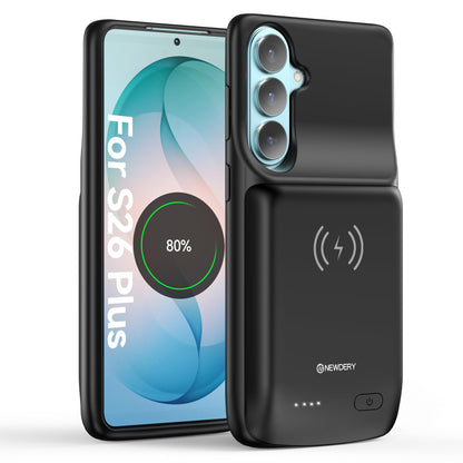 NEWDERY Battery Case for Samsung Galaxy S26 / S26 Plus / S26 Ultra – 9500mAh, Wireless Charging, LED Display & Full Protection