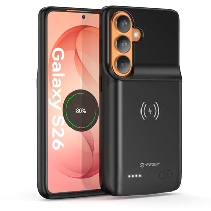 NEWDERY Battery Case for Samsung Galaxy S26 / S26 Plus / S26 Ultra – 9500mAh, Wireless Charging, LED Display & Full Protection