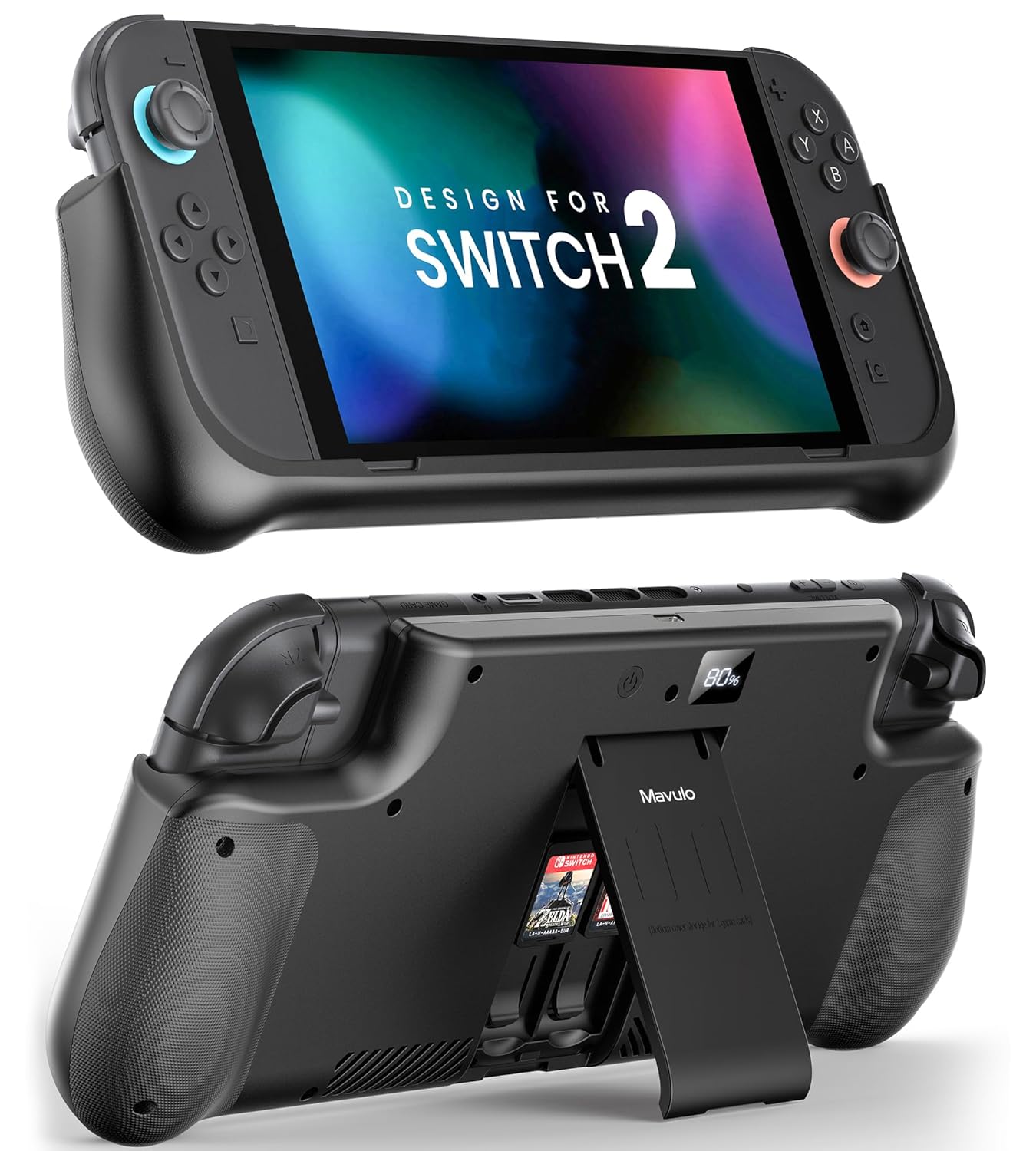 NEWDERY 10000mAh Battery Case for Nintendo Switch 2 – Fast Charging, LED Display, 2 Game Card Slots & Kickstand