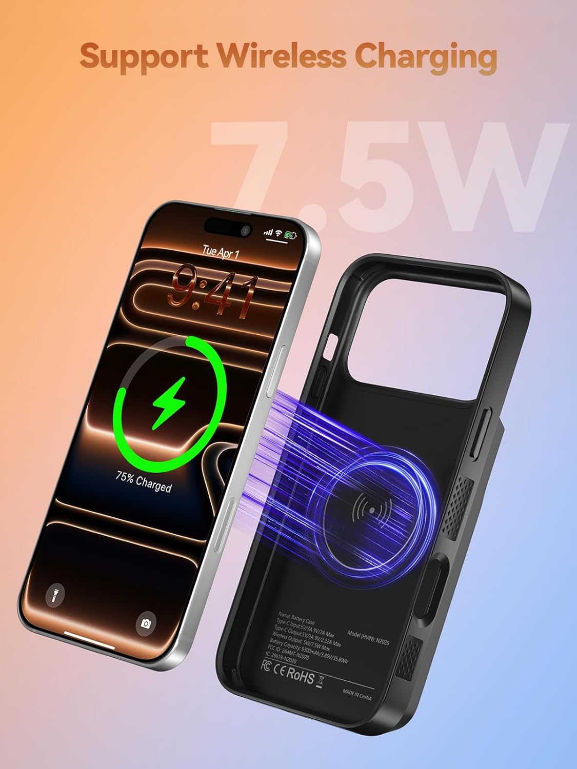 9300mAh Battery Case for iPhone 17 Pro Max with 20W PD Fast Charging & Wireless Charge
