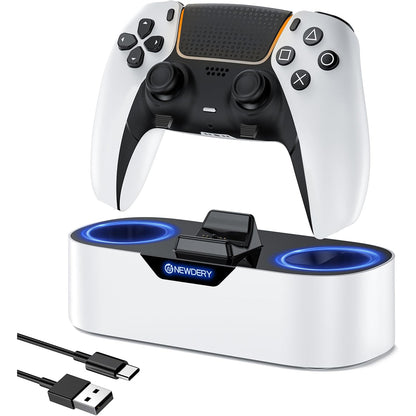 NEWDERY PS5 Controller Charger Staion, Fast Charging Dock for Playstation 5 Controllers, Single Controller Charging Stand Replacement for PS5 Controller & DualSense Edge Controller