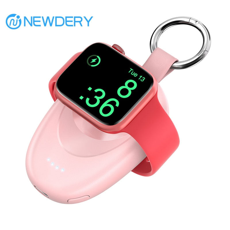 NEWDERY Watch Charger For Apple 8/7/6/5/4/3/2/SE/Ultra Portable Magnetic Wireless iWatch Charger Keychain Power Bank1400mAh