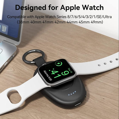 NEWDERY Watch Charger For Apple 8/7/6/5/4/3/2/SE/Ultra Portable Magnetic Wireless iWatch Charger Keychain Power Bank1400mAh