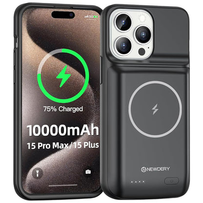 Wireless Battery Case for iPhone 15 Pro Max/iPhone 15 Plus 10000mAh Magnetic Qi