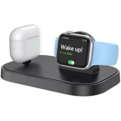 NEWDERY Charger Stand for Apple Watch, Portable Watch Charging Station, Fast Charging, Wireless USB C Charge Dock for iWatch Series Ultra/8/7/SE/6/5/3/2 & AirPods 1 2 3 Pro 2